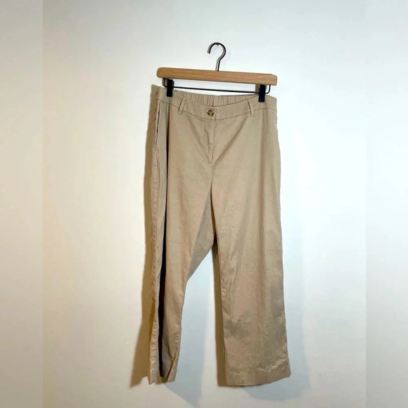 J. Jill Pants - J. Jill Pants Women's 16 Beige Khaki Linen Blend Stretch Cropped Ankle Straight